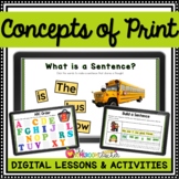 Concepts of Print Reading Lesson Slides and Worksheets Dig