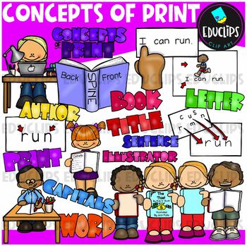 Preview of Concepts of Print Clip Art Set {Educlips Clipart}