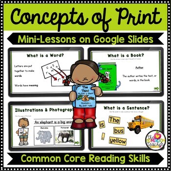 Preview of Concepts of Print Digital Reading Lessons on Google Slides
