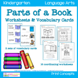 Parts of a Book - Worksheets & Vocabulary Cards
