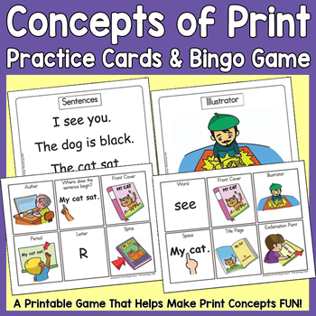 Preview of Concepts of Print Practice Card & Bingo Game - Heidi Songs
