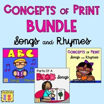 Preview of Concepts of Print Songs and Rhymes BUNDLE, Parts of a Book, Letters Make Words