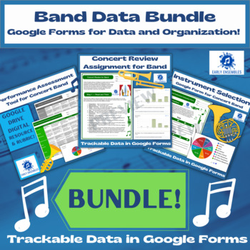 Preview of Concert Band Google Form and Data Bundle! Editable - Easy Data and Organization