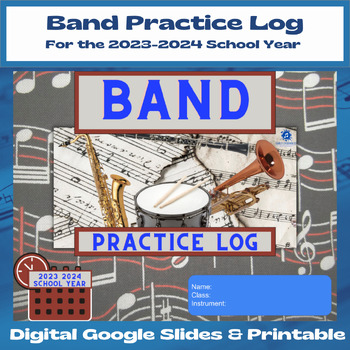 Preview of Concert Band Practice Log - Digital & Printable for 2023-2024 School Year