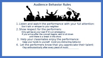Preview of Concert Behavior Poster - Audience Etiquette Tips