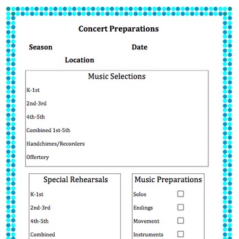 Preview of Concert Checklist Customizable