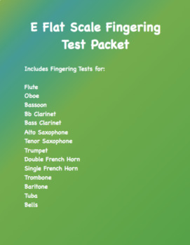 Preview of Concert E Flat Scale Fingering Test Packet