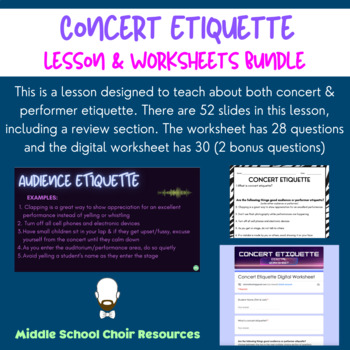 Preview of Concert Etiquette Bundle - Lesson & Worksheets