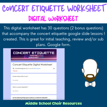 Preview of Concert Etiquette Worksheet (digital)