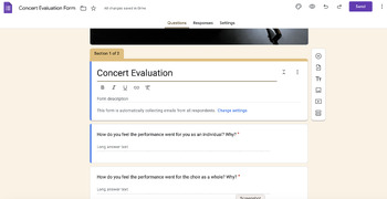 Preview of Concert Evaluation Form