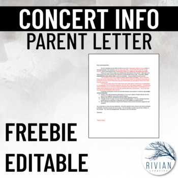 Preview of Concert Information Letter for Parents (Editable)