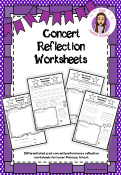 Preview of Concert/Performance reflection worksheets