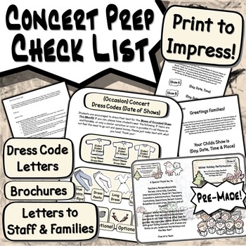 Preview of Concert Prep Check List | Concert Checklist Prep Printed Professionally!