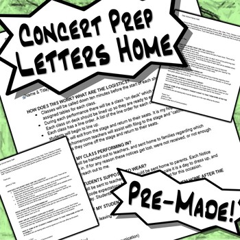 Preview of Concert Prep | Pre Made Letters Home To Teachers & Families