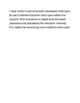 Preview of Concert Procedures for Classroom Teachers