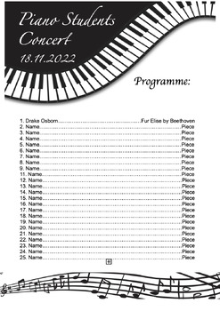 Preview of Recital/Concert Program Template - EDITABLE