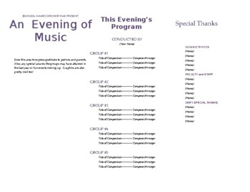 school spring concert program template black and white free