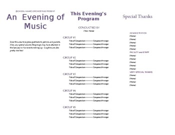 Preview of Concert Program Template (one page)