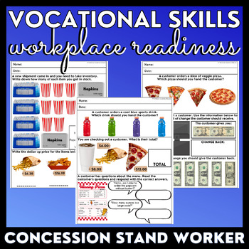 Preview of Concession Stand - Vocational Skills Worksheets - Workplace Readiness - Jobs