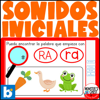 Preview of Sonidos Iniciales Boom Cards Silabas Directas Conciencia Fonológica Spanish