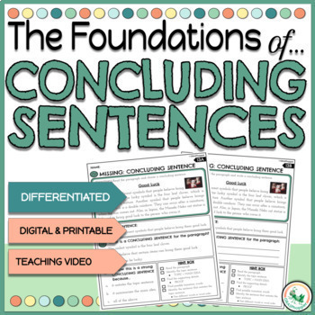 Preview of Concluding Sentences Differentiated Lesson with Digital & Printable Activities