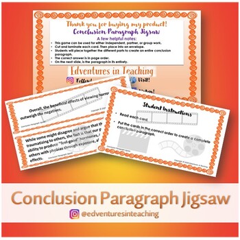 Preview of Conclusion Paragraph Jigsaw