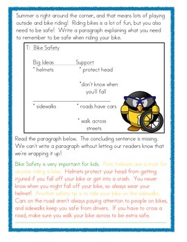 Paragraph Handwriting Practice Worksheet - The Bicycle