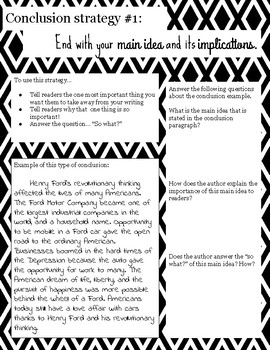 Conclusion Strategies Freebie by Curriculum Coffee | TPT