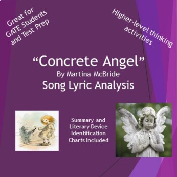 Preview of Concrete Angel Summary and Literary Device Identification Charts
