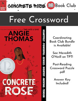 Concrete Rose by Angie Thomas Crossword Puzzles Word Search TPT