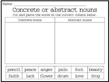 Concrete and abstract nouns