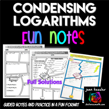 Preview of Condensing Logarithms FUN Notes Doodle Pages