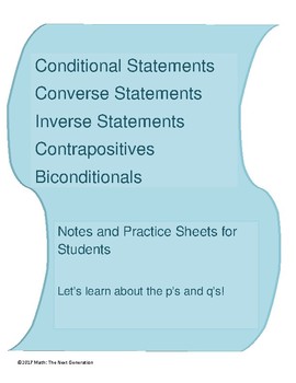 Preview of Conditional, Converse, Inverse, Contrapositive & Biconditional Statements