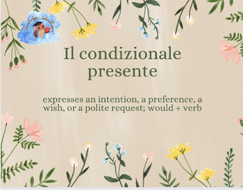 Preview of Italian: Conditional Present Tense in Italian of Regular Verbs