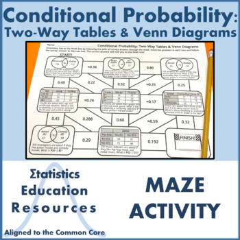 Preview of Conditional Probability Maze Activity: Two-Way Tables and Venn Diagrams