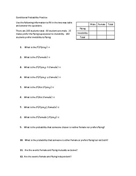 37 Conditional Probability Independent Practice Worksheet Answers