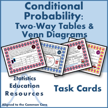 Preview of Conditional Probability Task Cards: Two-Way Tables & Venn Diagrams (Common Core)