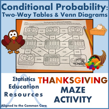 Preview of Conditional Probability Thanksgiving Maze (Common Core Aligned)