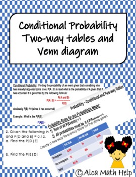 Preview of Conditional Probability, Two-way tables, Venn Diagram