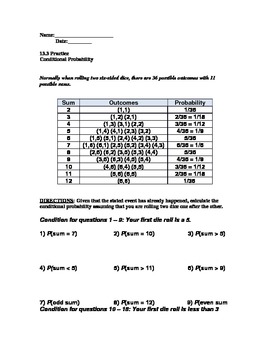 Conditional Probability Worksheet - THEBYUMOVIEREVIEW