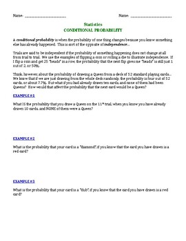 Preview of Conditional Probability Worksheet
