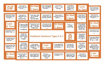 Conditional Sentences Types 0 1 Legal Size Text Board Game Tpt