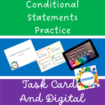 Preview of Conditional Statements Practice Task Cards with digital practice (Microsoft)