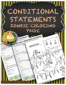 Preview of Conditional Statements ~ Zombie Coloring Page