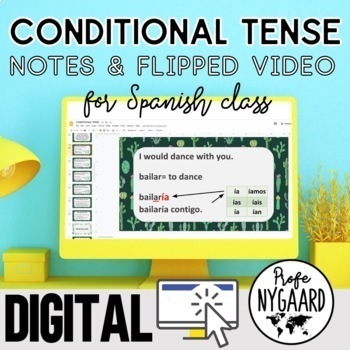 Preview of Conditional Tense Notes & Flipped Video for Spanish Class