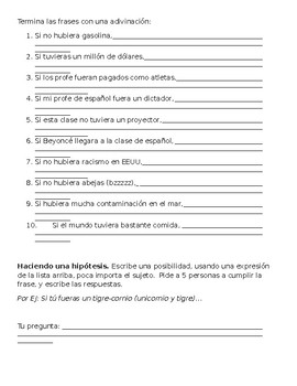 Conditional sentence starters: Spanish 4 (With imperfect subjunctive)