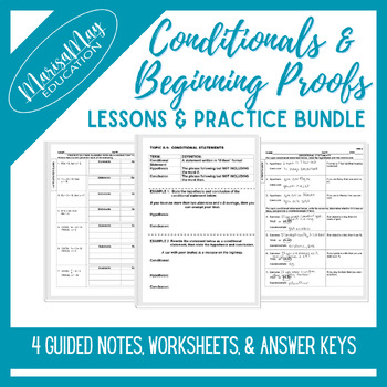 Preview of Conditionals & Beginning Proofs Notes & Worksheets Bundle - 4 lessons