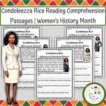 Preview of Condoleezza Rice Reading Comprehension Passages | Women's History Month