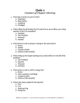Preview of Conduct of Chapter Meeting LDE: Quiz 1