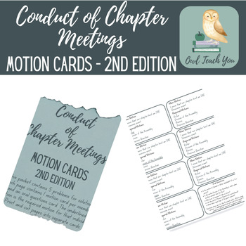 Preview of Conduct of Chapter Meetings Motion Cards - 2nd Edition